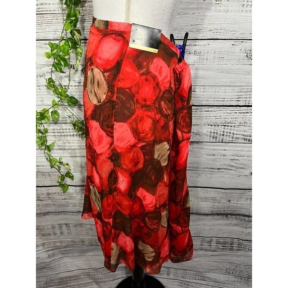 Lane Bryant Skirt Plus size 18 20 Coral Olive Floral Sheer Knee A Line Flowing - Picture 7 of 10